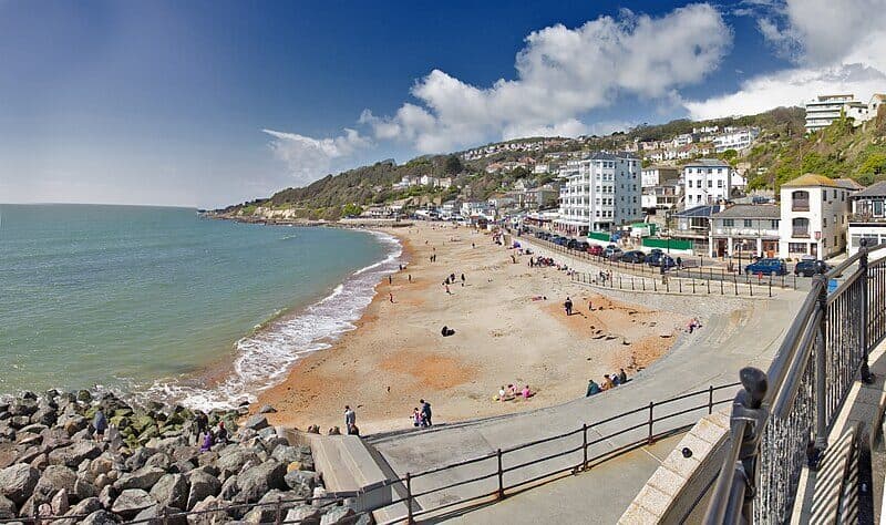 Ventnor beach and the seafront below the town