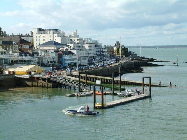 Cowes seafront and the pontoons on the Solent